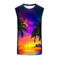 thumbnail image 5 of BiZtdJrK Summer Beach Tank Top for Men Hawaiian Palm Tree Print Sleeveless Muscle Basic Tee Vacation Tops Dark Blue S gifts for men, 5 of 6