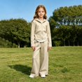 thumbnail image 4 of LNMQLPDBS Toddler Girls Curved Hem Sweatsuit Set Kids Relaxed Wide Leg Outfit Teen Casual 2 Piece Activewear Tween Layered Zip Up Hoodie and Pants for School Daily Wear, 4 of 4