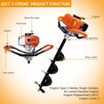 thumbnail image 3 of Jacgood 62CC Auger Post Hole Digger, 1.4KW Post Hole Auger Gas Powered with 4 Auger Drill Bits(4" & 6" & 8" & 12") + 3 Extension Rods (8" & 12" & 20")for Farm Garden Plant, 3 of 8