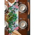 thumbnail image 2 of Green Hummingbird Table Runner 36 Inches, Spring Summer Pink Flower Leaf Bed Runner Dresser Scarves Tabletop for Indoor Outdoor Parties/Ceremony/Banquet, 13"x 36", 2 of 8