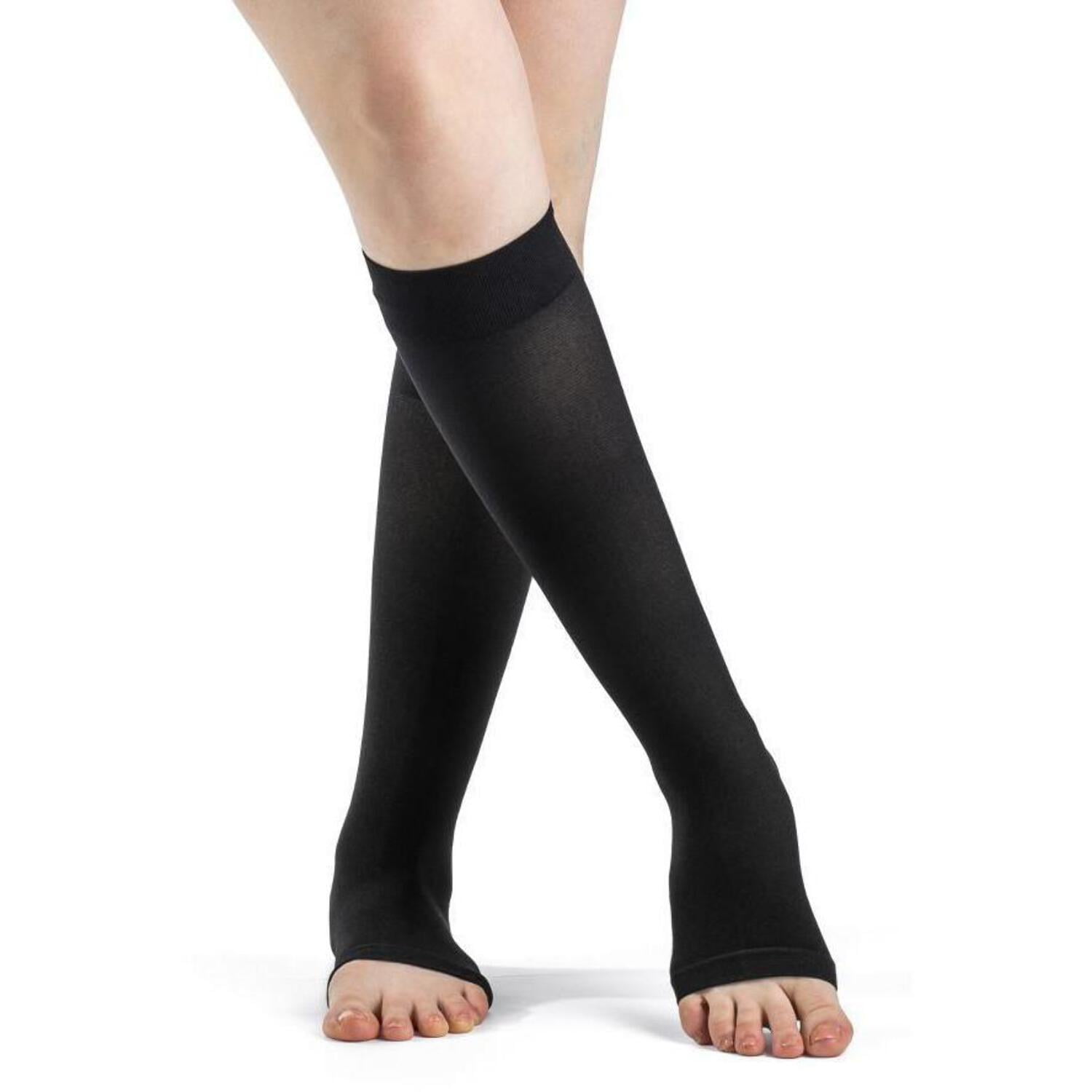 Sigvaris Dynaven 973 30-40 Open Toe Knee High Compression Stockings w/Grip Top Light Beige SL