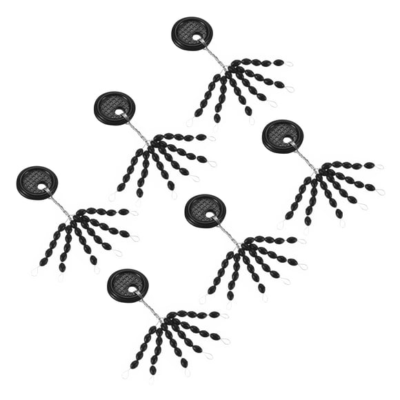 Unique Bargains 2.8mm/0.11' Fishing Rubber Bobber Beads Stoppers, 600 Pieces 30 in 1 Float Sinker Stops Oval Shape, Black