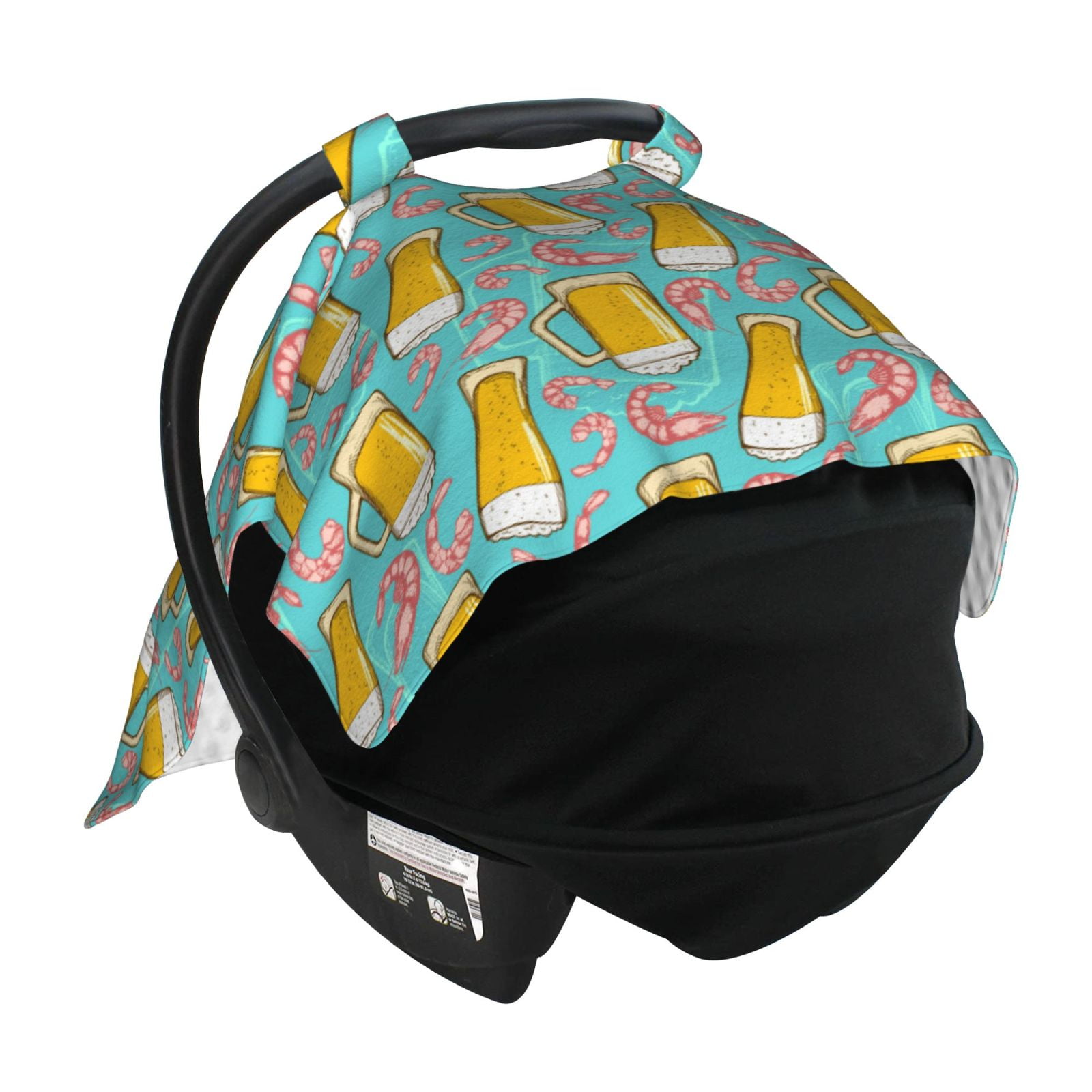 Car Seat Cover Baby - Summer Shrimps Beer Breathable Infant Car Seat Cover for Baby Carseat, Lightweight Comfort Baby Essentials Must Haves Newborn Stuff for Girl Boy