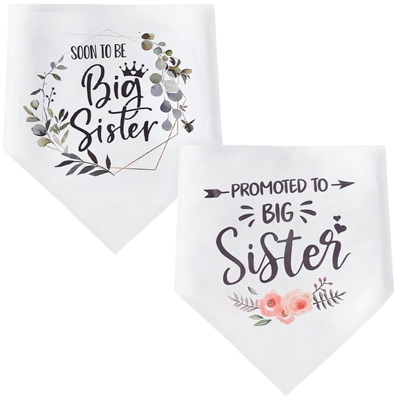 2 Styles Big Sister Dog Bandanas Adjustable Pet Bandana Engagement Announcement White Olive Branch Flower Soft Triangle Scarf Wedding Gifts DIY