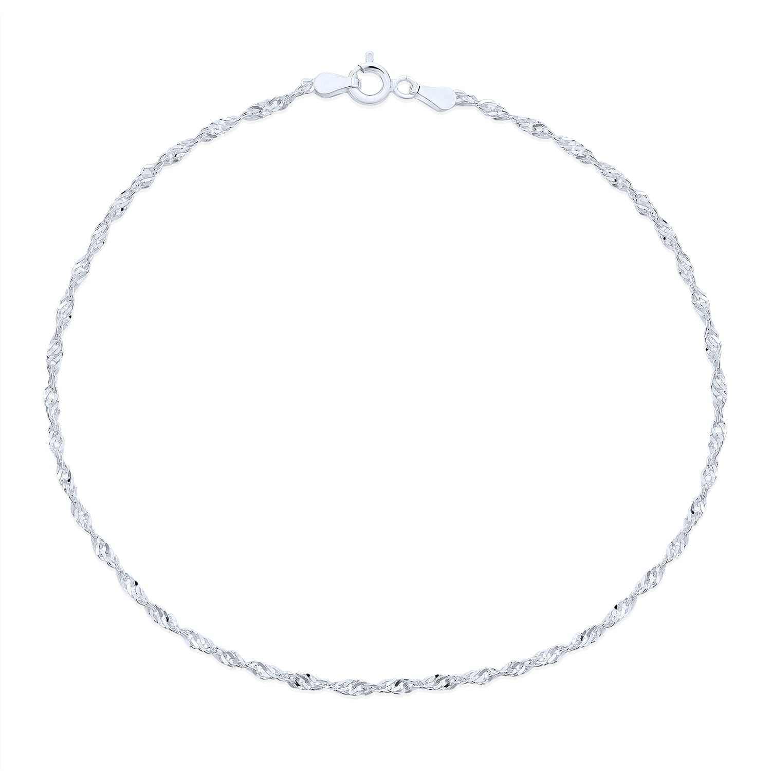 Bling Jewelry Womens Twisted Curb Singapore Anklet Link Ankle Bracelet .925 Sterling Silver 9"