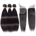 thumbnail image 2 of Mechones de pelo liso brasileño con cierre de encaje HD, extensiones de cabello 5x5 4x4 para mujeres, mechones rectos de cabello humano con cierre, 2 of 5