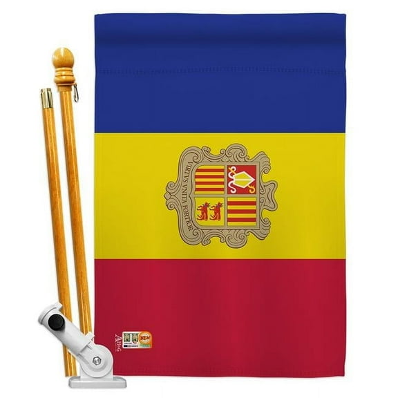 Americana Home & Garden AA-CY-HS-140006-IP-BO-D-US18-AG 28 x 40 in. Andorra Flags of the World Nationality Impressions Decorative Vertical Double Sided House Flag Set & Pole Bracket Hardware Flag Set