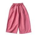 thumbnail image 2 of NAISIBABY Girls Wide Leg Pants 10-12 T, Loose Fit Fashion Cotton Elastic Waist Causal Pants Hot Pink(1-11T), 2 of 3