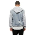 thumbnail image 2 of Victorious Men's Distressed Fleece Hoodie Sleeve Denim Jean Jacket DK155 - Indigo - 5X-Large, 2 of 5