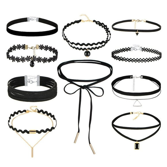 Pendentif de Cou Rétro Gothique pour Femme en Alliage Collier Artisanal Col Court Ras-du-Cou Chaîne en Dentelle Kit de Décoration