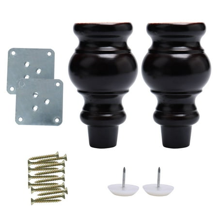 4 7 Solid Wood Furniture Legs Chair Table Cabinet Feet Replacement Height Adjuster Set Of 2 Walnut Color