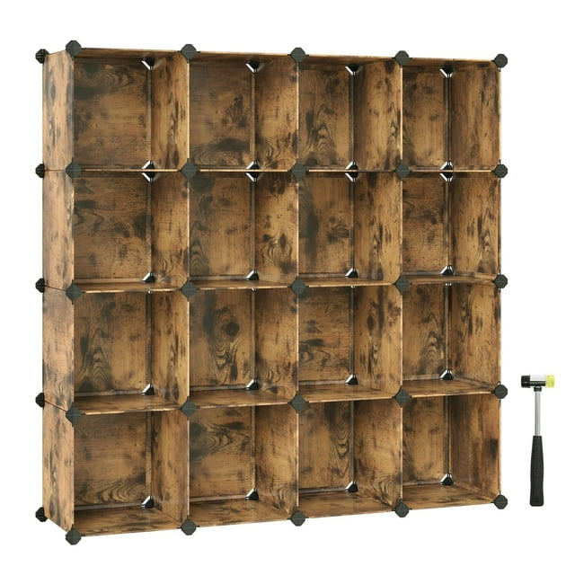 Armario Modular, Zapatero con 16 Cubos, 31 x 123 x 123 cm, Estante de Plástico PP
