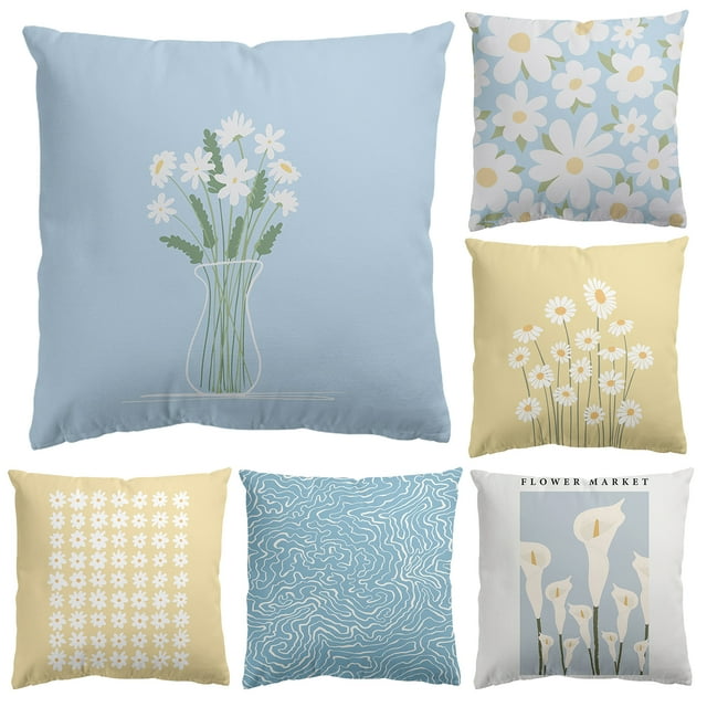 Flmtop 1PC Soft Pillow Covers Flower Printed Pillowcases with Exquisite Pattern Easy Maintenance Pillowcase Washable Pillowslip Sofa Pillow Cover Decor