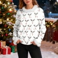thumbnail image 7 of Riecok Fleece Womens Long Sleeve Shirt Christmas Fuzzy Crewneck Tops Reindeer Print Ribbed Blouses Soft Warm Clothes, 7 of 7