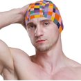 thumbnail image 3 of FYBTO Swimming Cap FYBTO Colorful Buffalo Plaid Unisex Adult FYBTO Polyester, 3 of 4