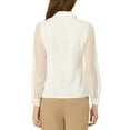 thumbnail image 3 of Allegra K Women's Chiffon Textured Sheer Sleeve Button Down Work Shirt XL White, 3 of 7