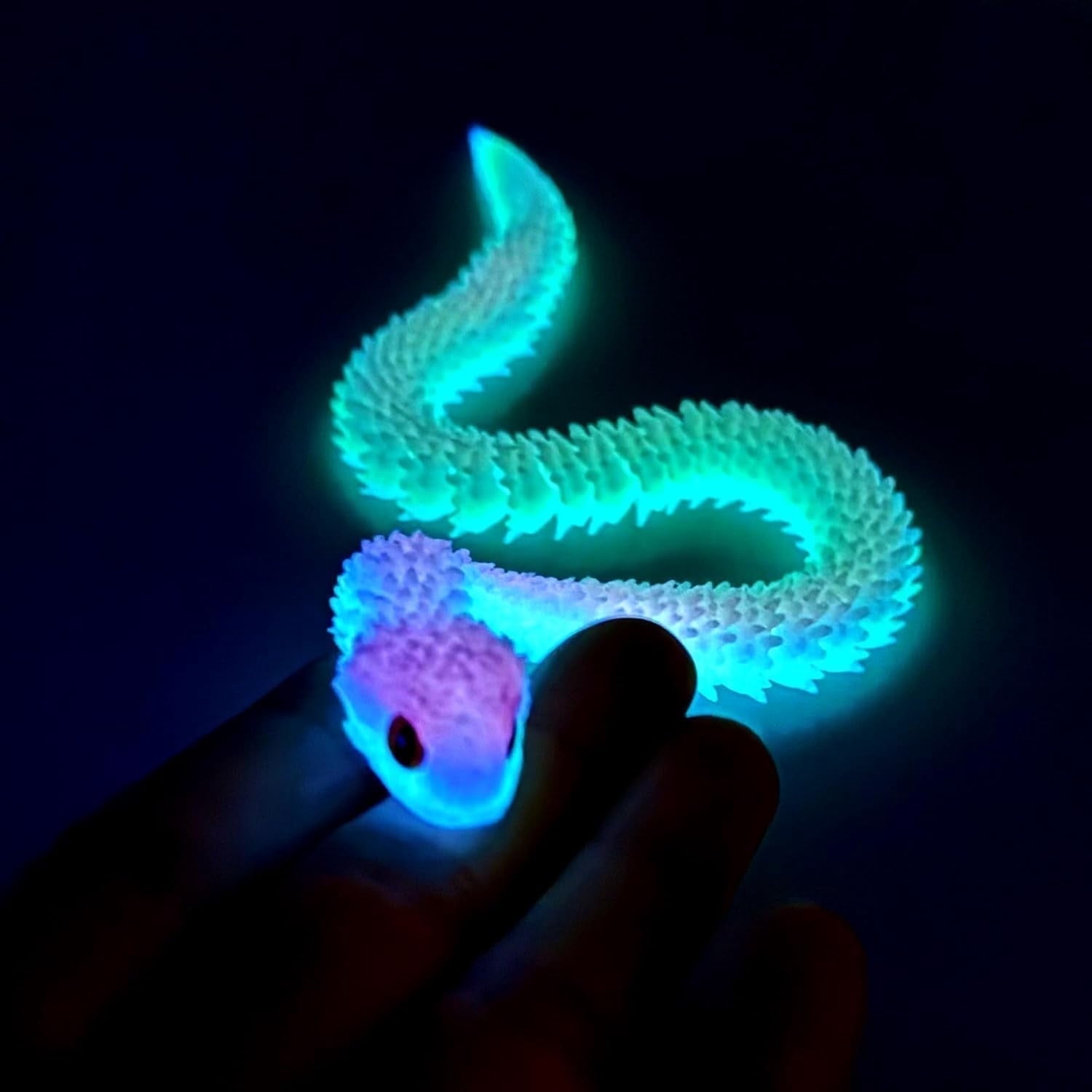 NightJB 3D Printed Snake Model with Eyes, Flexible Animal Statue, Movable Joints, Home Office Decor, Interesting Toys for Autism/ADHD, Festival Gifts, Fidget Toys, Executive Desk Animal
