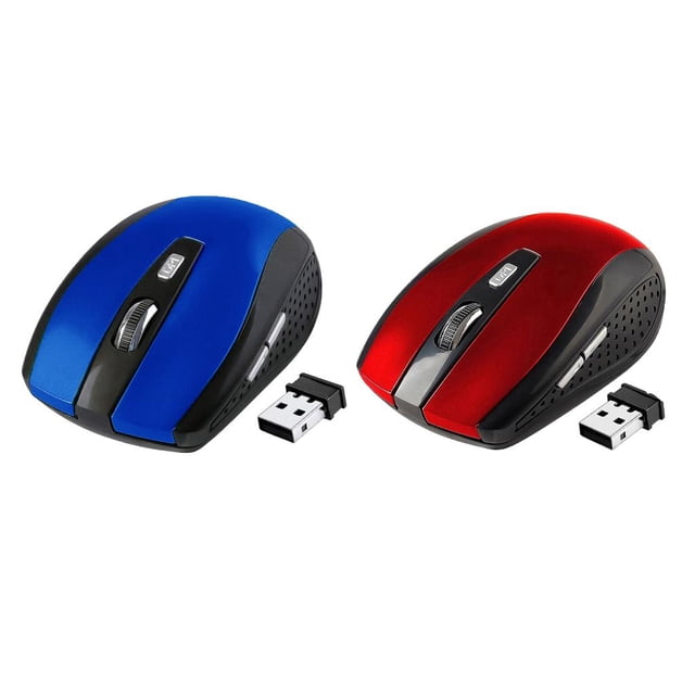 Ratón óptico Inalámbrico para Juegos de 2.4G 1800DPI para Computadoras Rojo + Azul