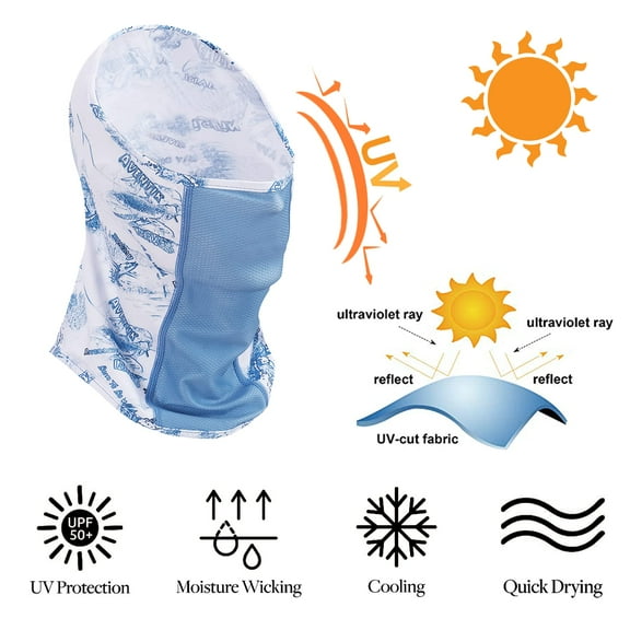 Riverruns Super Breathable Neck Gaiter Anti-slip Elastic Half-wrap Face Covering Camo Sun Protection Bandana Cooling Mask for Fishing Cycling Riding Skiing