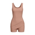 thumbnail image 4 of Tqcoqu Women's U Neck Sleeveless Bodycon Mini Dress with Built-In Shorts,Stretch Athletic Workout Tennis Dress with Side Pockets,Brown Women's S-XXL, 4 of 8