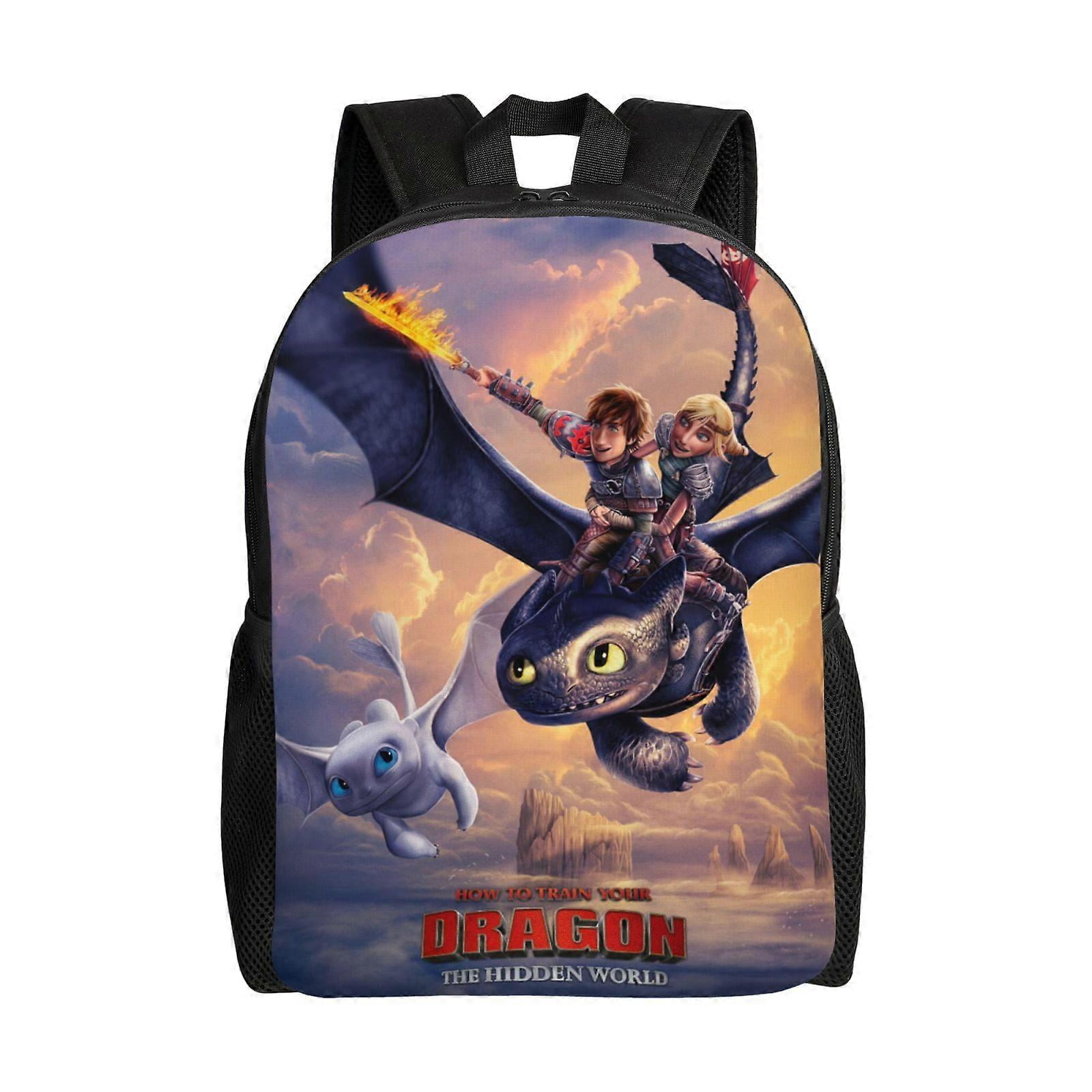 Zrclxlvu Kids How To Train Your Dragon Toothless Backpack Water Resistant College School Bags Bookbag Travel Hiking Camping Daypa