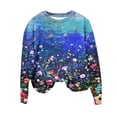 thumbnail image 4 of Spring Tops for Women Homenesgenics Clothes under $5.00 Fashion Women's Casual Long Sleeve Round Neck Ladies Sweatshirt Tops Blouse(Blue,XXL), 4 of 4