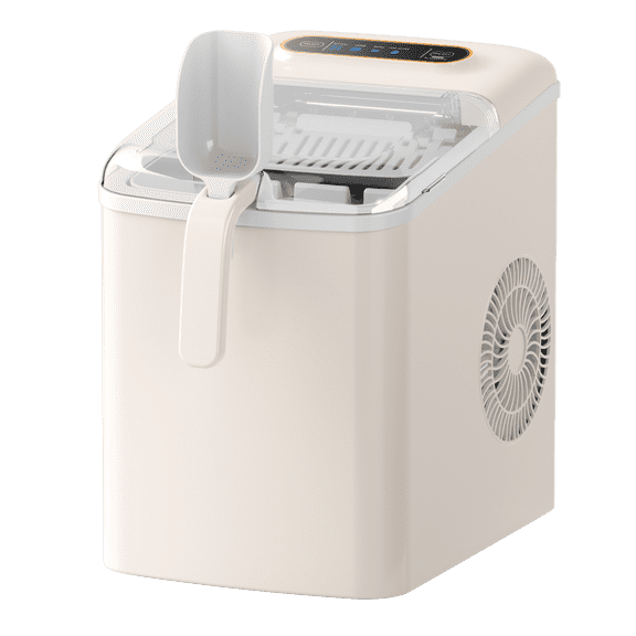 Generic Portable Countertop Ice Maker, White, 9 Bullet Ice Cubes Ready in 6-8 Mins, 26Lbs per Day, for Home, Kitchen, Office, RV, Camping, One-Button Operation, Low Noise