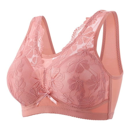 Tumotour Full Coverage Bras For Women Without Steel Ring Gathering Lace Pattern Gauze Covering Nursing Bra Solid Color Oversized Soft Breathable Embroidered Glossy Comfortable Bra