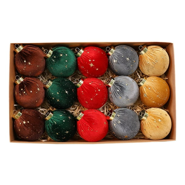 12 piezas de adornos navideños de terciopelo, irrompibles, para colgar en el árbol, para fiestas 15 unidades 5 colores