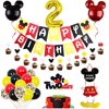 Mickey Mouse 2nd Birthday Party Supplies - 60Pcs Mickey Oh Twodles Party Decorations Includes Birthday Banner,Welcome Hanger Door Sign, Cake Cupcake Toppers,Mickey Head Balloons, 12" Latex Balloon, Co