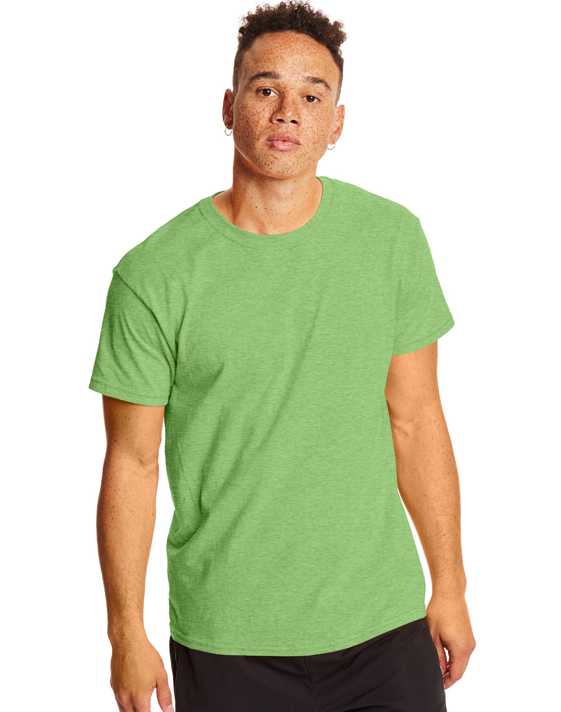 Hanes X-Temp Short Sleeve Crewneck T-Shirt, 2-Pack Neon Lime Heather S Unisex - image 2 of 4