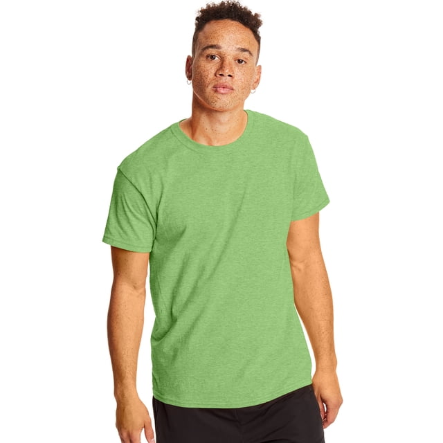 Hanes T-Shirt à Manches Courtes Col Rond X-Temp pour Hommes Lot de 2, S, Néon Lime Chiné