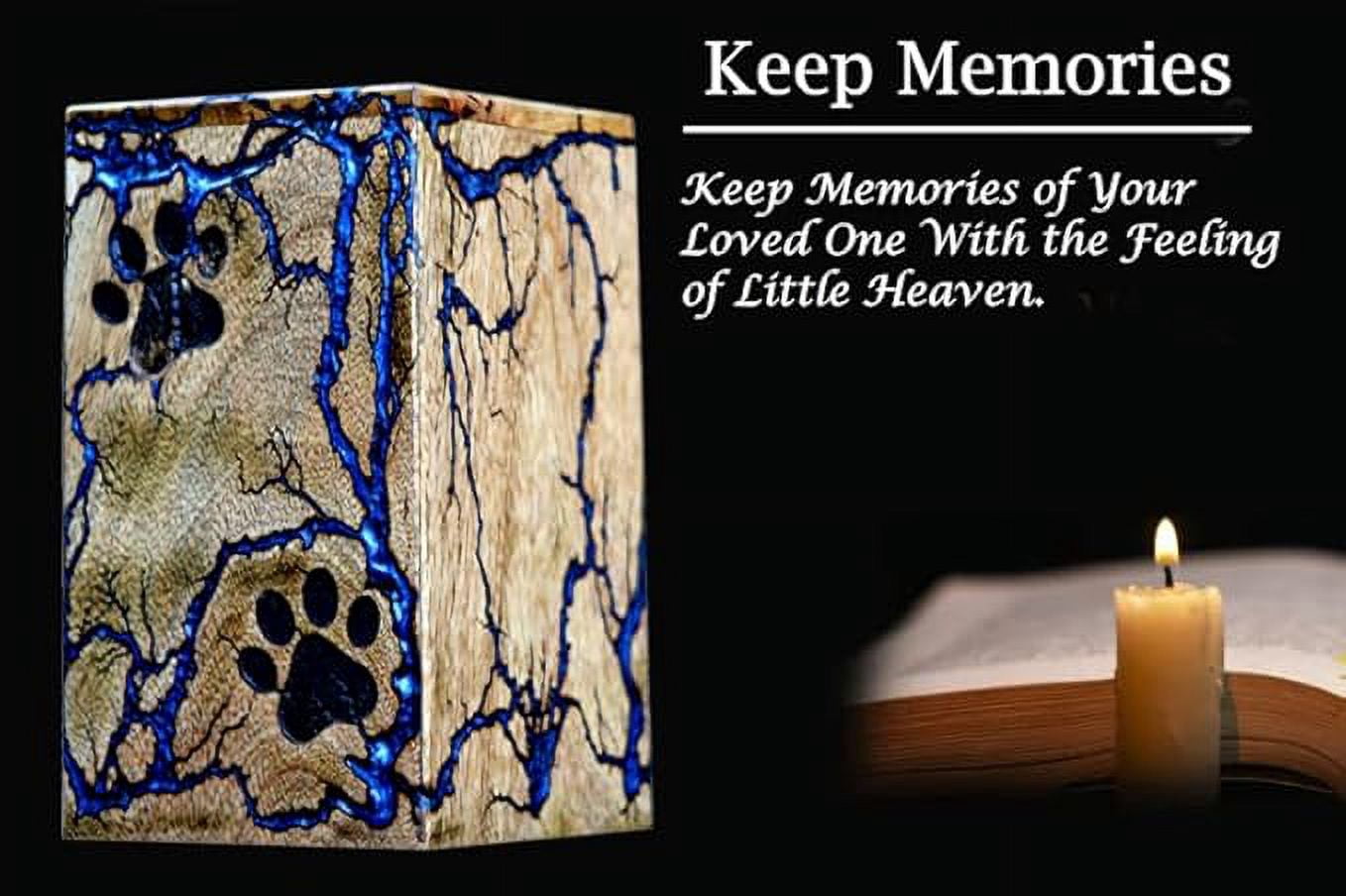 Pet Memorial Urns for Dog or Cat Ashes, Large Wooden Funeral Cremation Urns with Lichtenberg Design - Memorial Keepsake Memory Box for Pet Ashes (M(9.5X5.5) 172 Cu Inches)