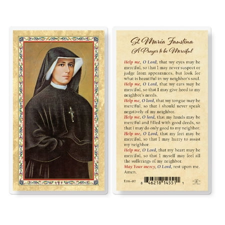 

Prayer to St. Maria Faustina Gold-Stamped Laminated Catholic Prayer Holy Card with Prayer on Back Pack of 25