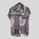thumbnail image 2 of Camisas s Para Hombre Manga Larga Casual Vintage Turn Sleeve Ethnic Impreso Short Down Mens Loose Shirts (Red, XL), 2 of 6