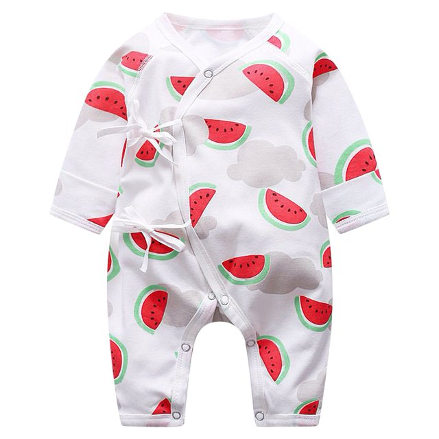 Mono de manga larga con estampado de frutas y lazo para bebés y niños pequeños (sandía, 59 cm)