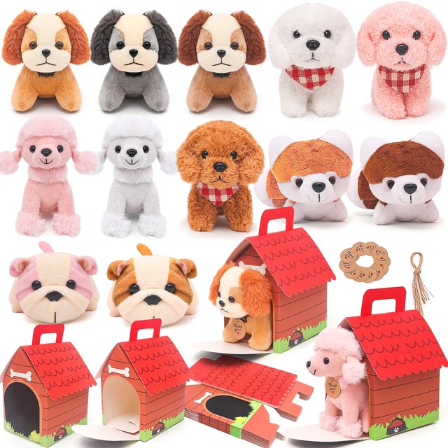 Juego de 12 minicachorros de peluche Toy Figures HAPGFS con llaveros