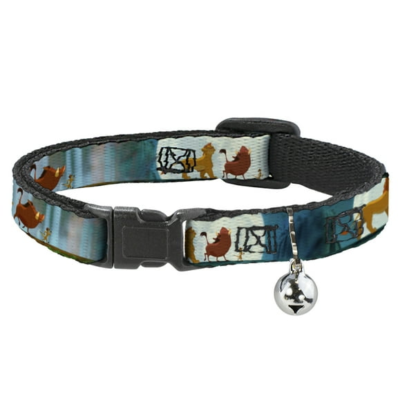 Disney Cat Collar, Breakaway Collar with Bell, Lion King Simba Pumba Timon Growing Up, 8.5 to 12 Inches 0.5 Inch Wide
