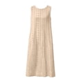 thumbnail image 5 of ClodeEU Women's Crew Neck Sleeveless Eyelet Embroidery Midi Dress,Summer Casual Loose Dress with Pocket Khaki,Women's Plus L, 5 of 8