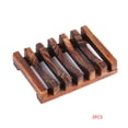thumbnail image 1 of Soporte para plato de jabón de madera de bambú carbonizado, estante para jabón ambiental, manualidades antisépticas a prueba de humedad 3 piezas Inevent JJ16032-00, 1 of 6