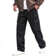 thumbnail image 2 of Pantalones largos para hombre, moda informal, cómodos, sólidos, con bolsillos, con cordón ajustable, pantalones regulares de poliéster para hombre., 2 of 9