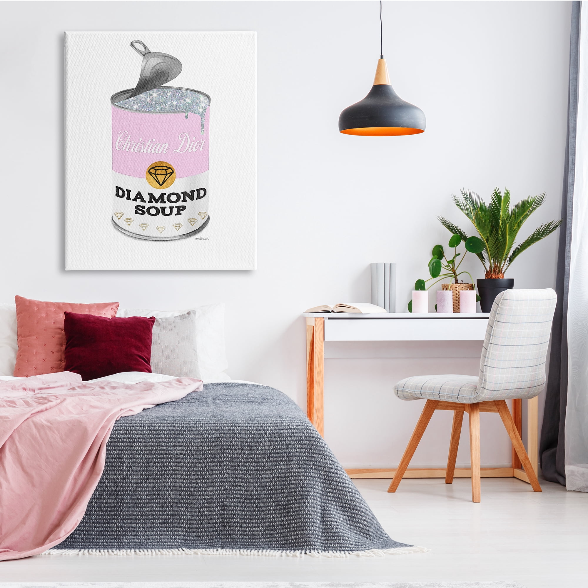 Fashion Condensed Soup Can Pink Pop Shimmer Pattern 36 in x 48 in Painting Canvas Art Print, by Stupell Home Décor
