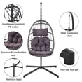 thumbnail image 6 of SEGMART Outdoor Hanging Egg Chair with Stand, Wicker Hanging Swing Chair with Steel Frame and UV Resistant Cushion, Hammock Basket Egg Chair, 350lbs Capacity for Indoor Outdoor Yard Balcony Patio, 6 of 9