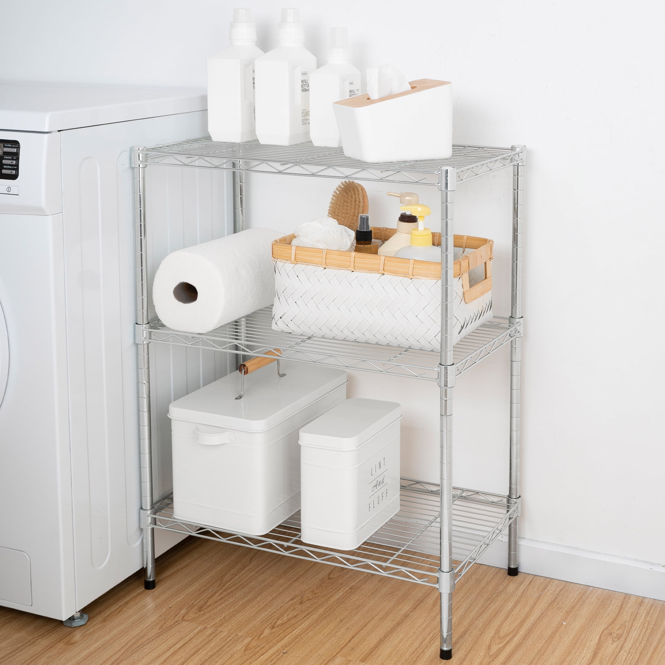 Hyper Tough 3-Tier Multipurpose Wire Shelving Rack, Chrome Color, 750lbs Load Capacity