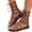 Brown, variant on Women's Lace Up Gladiator Sandals Summer Casual Peep Toe Strappy Fashion Studded Low Platform Summer Mid Calf Boots Red Size 7.5