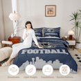 thumbnail image 4 of Erosebridal Rugby Helemet Bedding Sets Twin with Comforter,Football City Silhouette Duvet Insert,Blue Gray Comforter Sets Twin Size,Super Cozy Room Decor Reversible,2pcs, 4 of 4