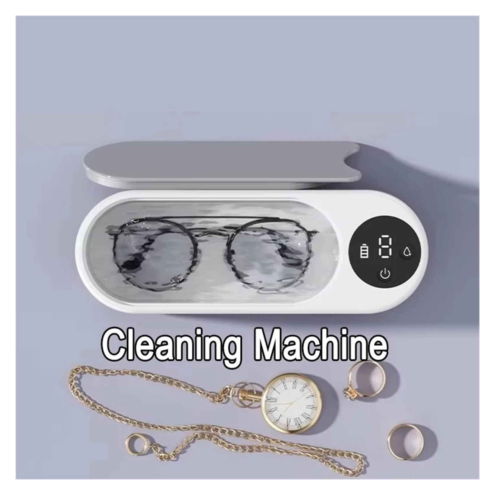 Cleaning Machine 50 Vibration Ultrasonic Glasses Household Portable Watche Jewelry Brush Timer Cleaning Machine 450ml