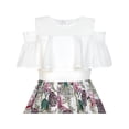 thumbnail image 4 of Girls Dress Chiffon Floral Ruffle Cold Shoulder Party Dress 10, 4 of 7