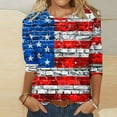 thumbnail image 2 of LYXSSBYX 4th of July Outfits for Women Women's Fashion Printed T-Shirt 3/4 Sleeves Blouse Round Neck Casual Tops, 2 of 5