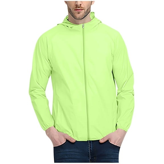 Levmjia Men's Lightweight Sun Protection Hoodie Quick-Dry Sports Jacket Polyester Outdoor Windbreaker Long Sleeve Running Coat Breathable UPF Hooded Jacket S-5XL